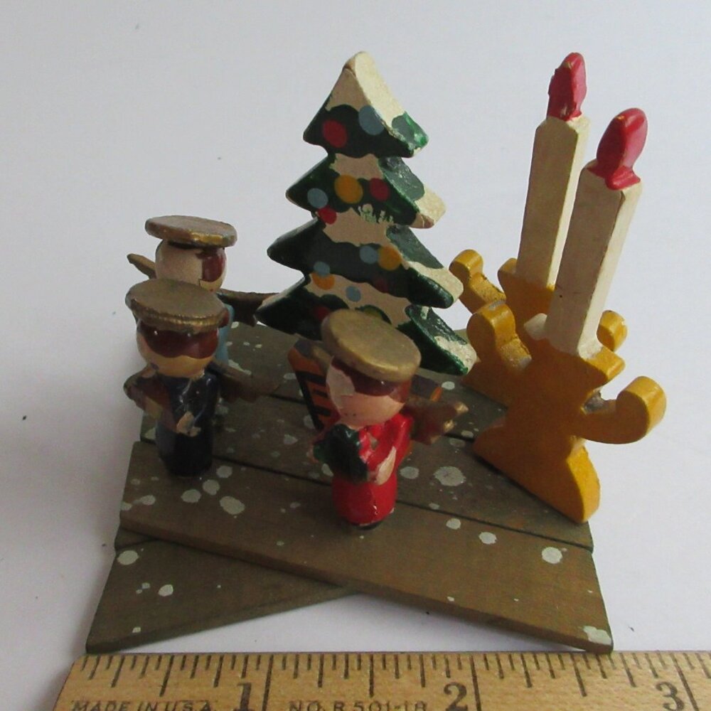 Mini Wooden Choir Angels, Tree, Candles Expanding Accordion Decoration Japan Vtg - Picture 14 of 16